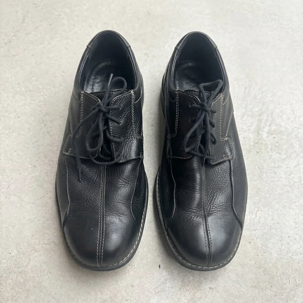 Johnston And Murphy Black Sheepskin Leather Oxford Dress Shoes Mens 10
